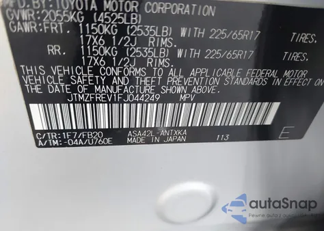 2015 Toyota Rav4 Le from USA, damaged, VIN JTMZFREV1FJ044249